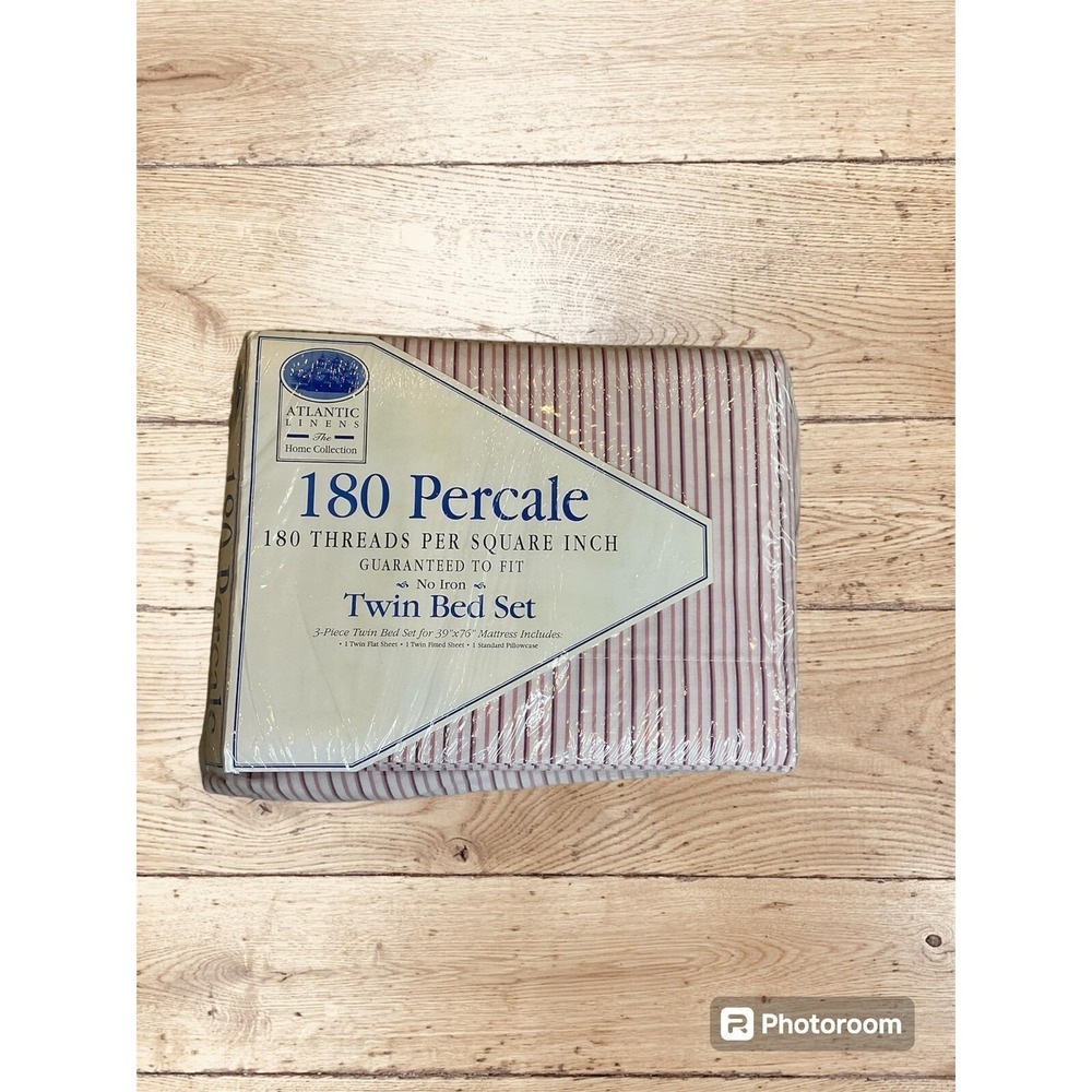 Atlantic Linens Twin Bed Sheet Set 180 Cotton Percale Striped 39 X 76